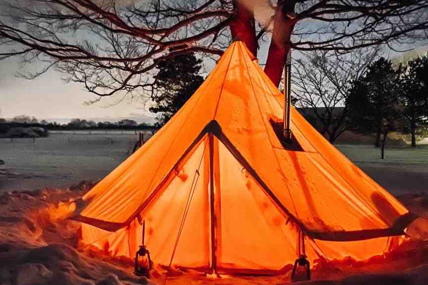 tent with chimney hole
