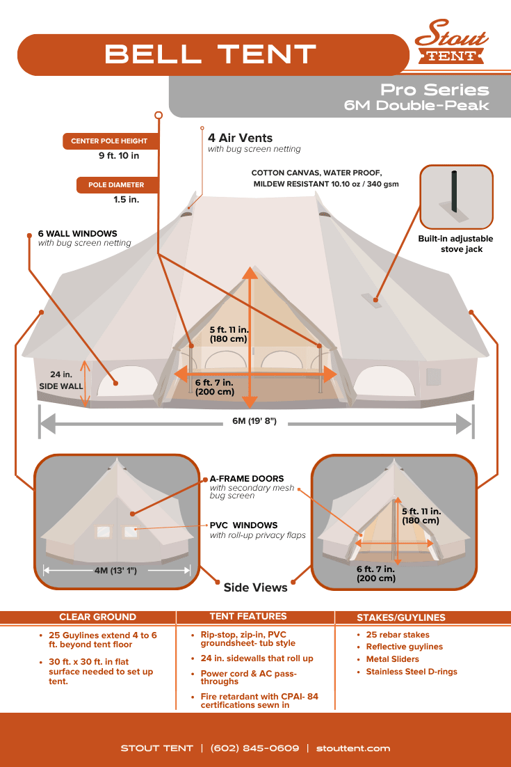 The Pro Bell Tent Series - 6M Double Peak (3 Doors) - Stout Tent
