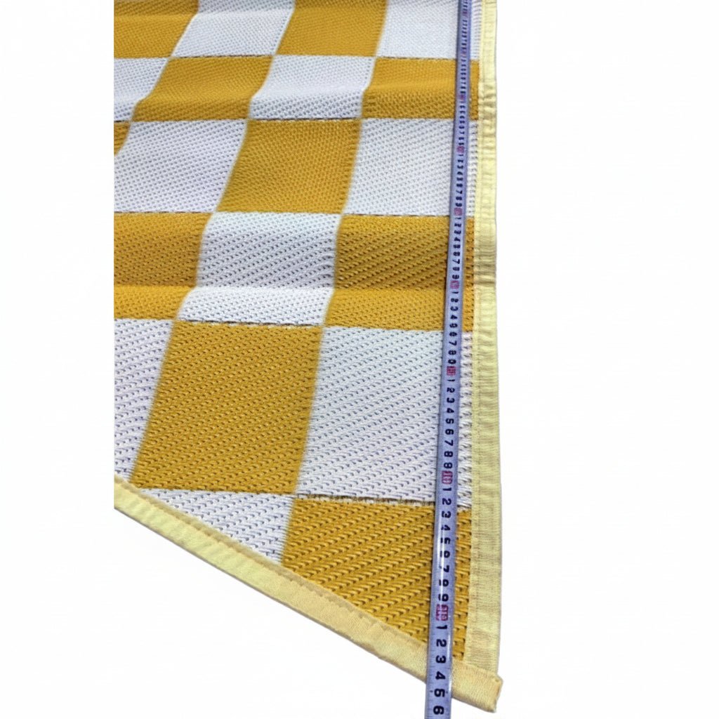 Yellow & White Checkered Outdoor Rug image 4