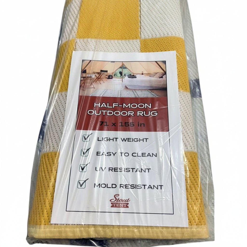 Yellow & White Checkered Outdoor Rug image 3