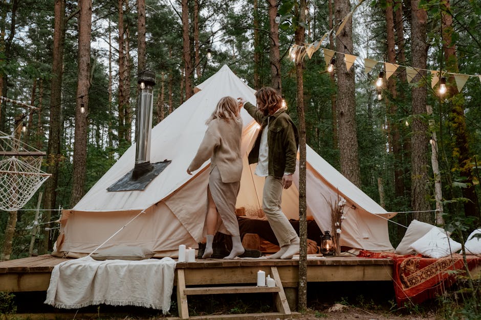 Stout Pro Bell Tent interior styled as a luxury guest house alternative