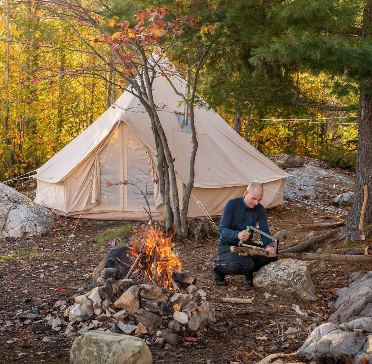 Sawing Wood for Campfire