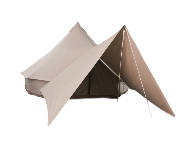 Beige bell tent with awning