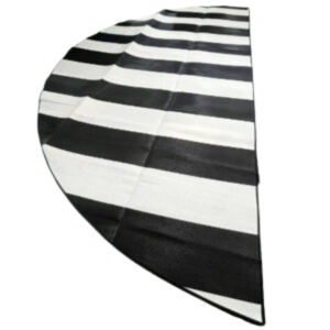 Black and white striped fabric on a white background