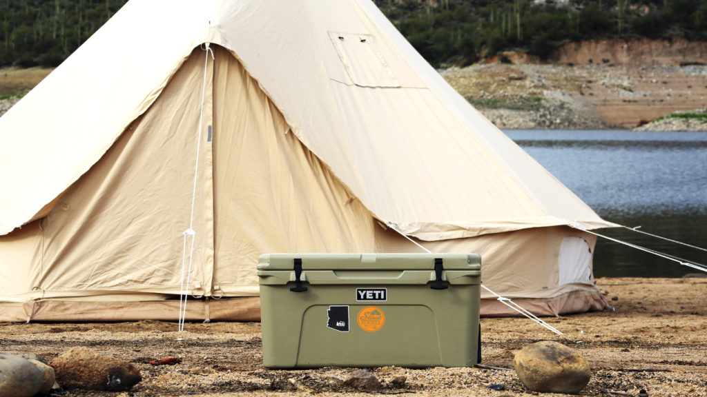 camping + cooler + yeti