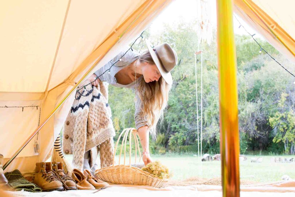 Stout Bell Tent setup for a profitable backyard glamping business