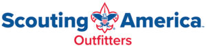 Scouting America Outfitters logo featuring the iconic fleur-de-lis and red, white, and blue branding for official Scout gear.
